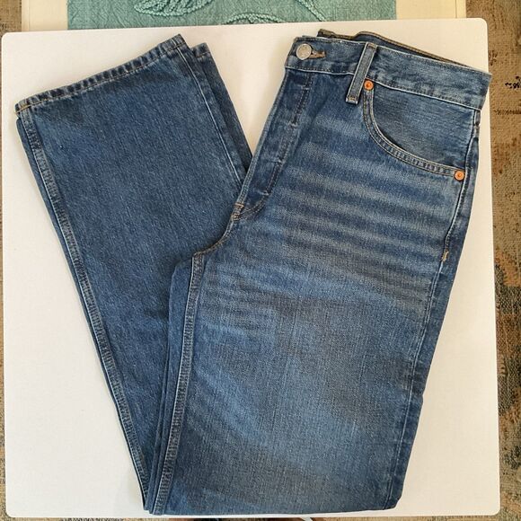 Re/Done Jeans Women's 34 Bay Fade Med Wash Straight Leg Button Front NWT - Picture 14 of 16
